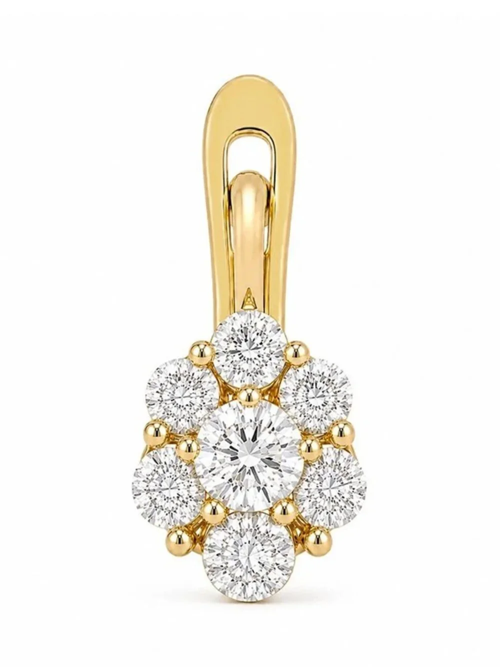 Created White Sapphires Dangle Single Earring 14k Yellow Gold